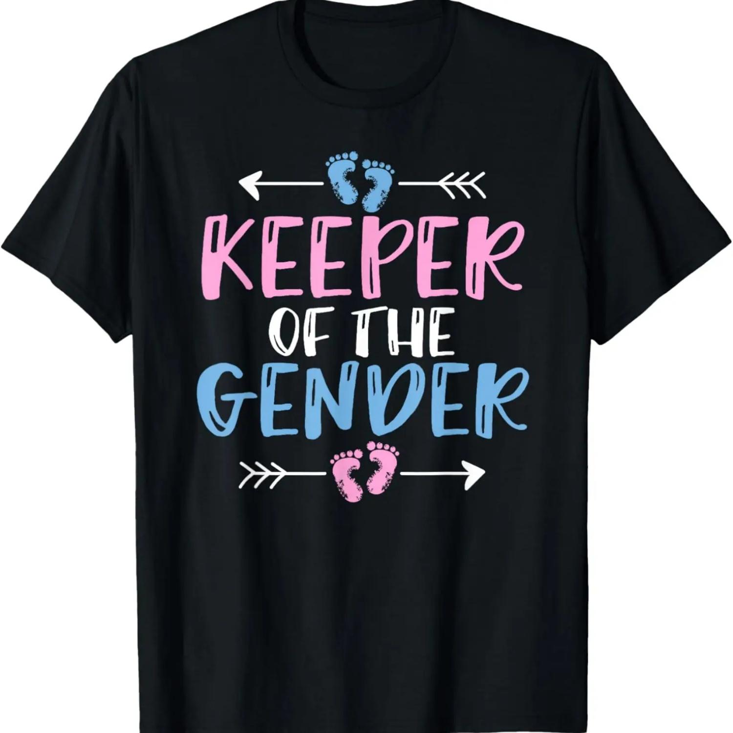 Keeper of the Gender - Cute Gender Reveal Baby Shower Design T-Shirt S чёрный
