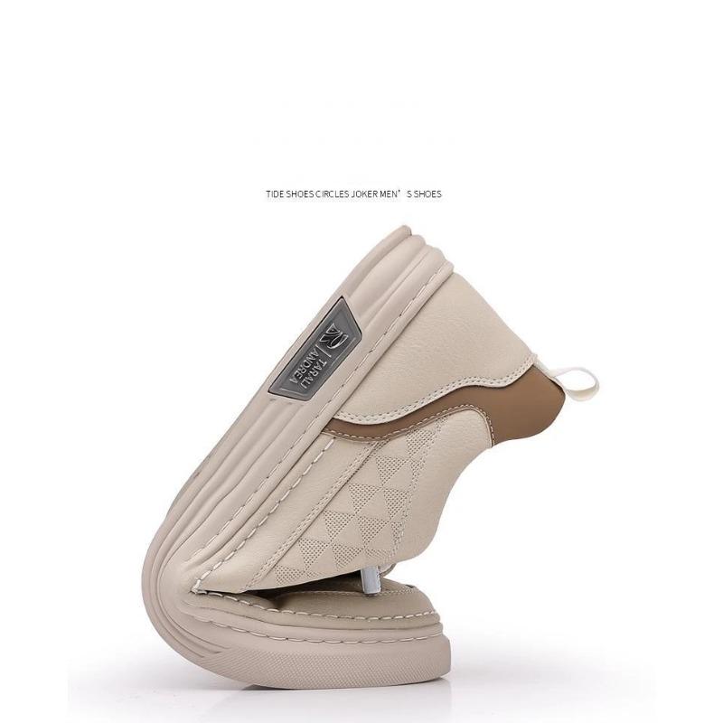 Sommar Casual Skor Herr Andningsbara Läder Slip on Flats Mode Körning Promenad Sneakers för Manlig Fritid Kontor Loafers