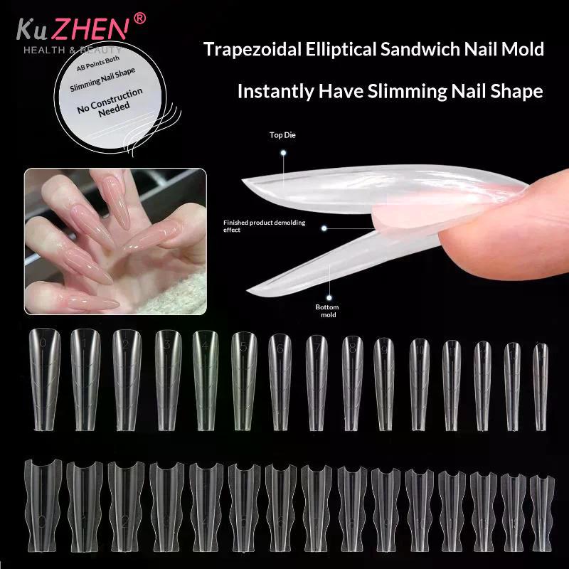 240 Pezzi Modalità Unghia Sandwich Per Estensione Unghie Mandorla Bara 15 Misure Unghia Estensione Rapida Doppie Forme Strumento Manicure Inferiore e Superiore