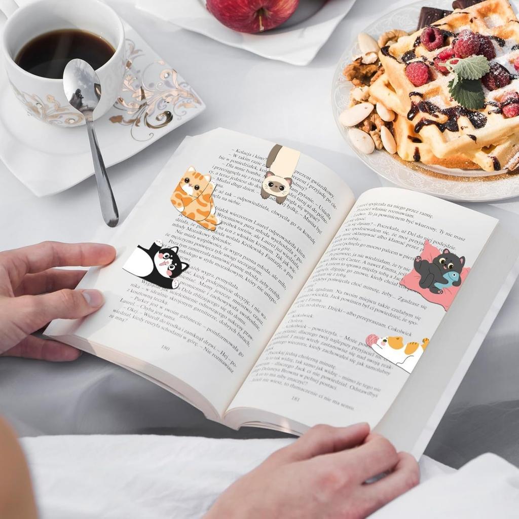 5/6/10pcs Cute Cat Cartoon Magnetic Bookmark Page Holder Fun Meow Bookmarks For Students Reading Book Magnetic Tags Decoration