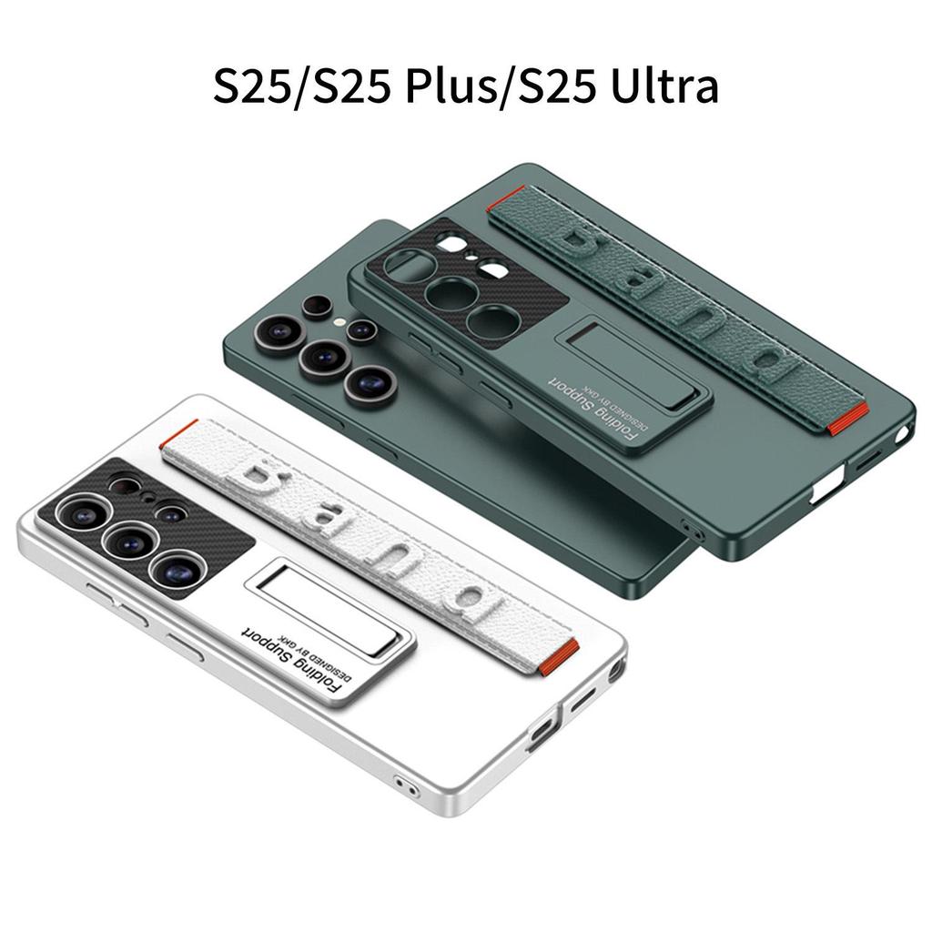 Samsung S25 Ultra/S24 Plus/S23U Phone Case with Elastic Wristband and Ultra-Thin Stand for Full Coverage Protection