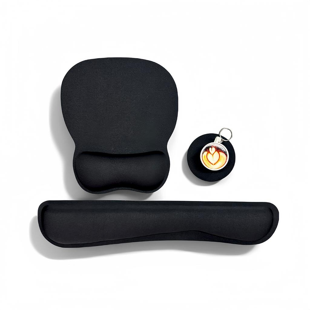 Keyboard Wrist Rest Pad and Mouse Pad with Wrist Support Set (3 Pieces), Mouse Pad with Non-slip Rubber Base, Ergonomic Memory F