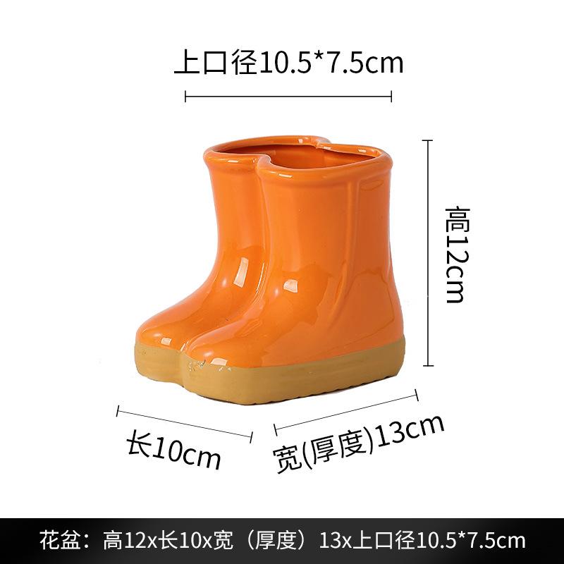Ceramic Flower Pot Flower Vase Crude Pottery Cartoon Boots Rain Boots Shoes Floral Arrangement Accessories Garden Pot