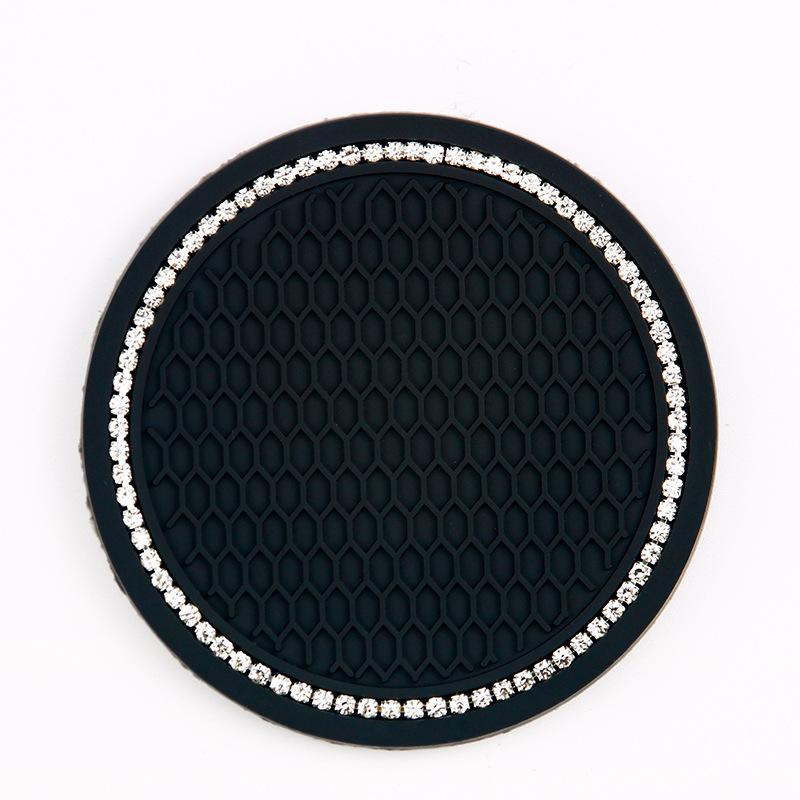 

Car Diamond-encrusted Water Cup Pad, Multi-purpose Round Silicone Non-slip Pad Car Cup Heat Insulation Pad Rhinestone Creativity