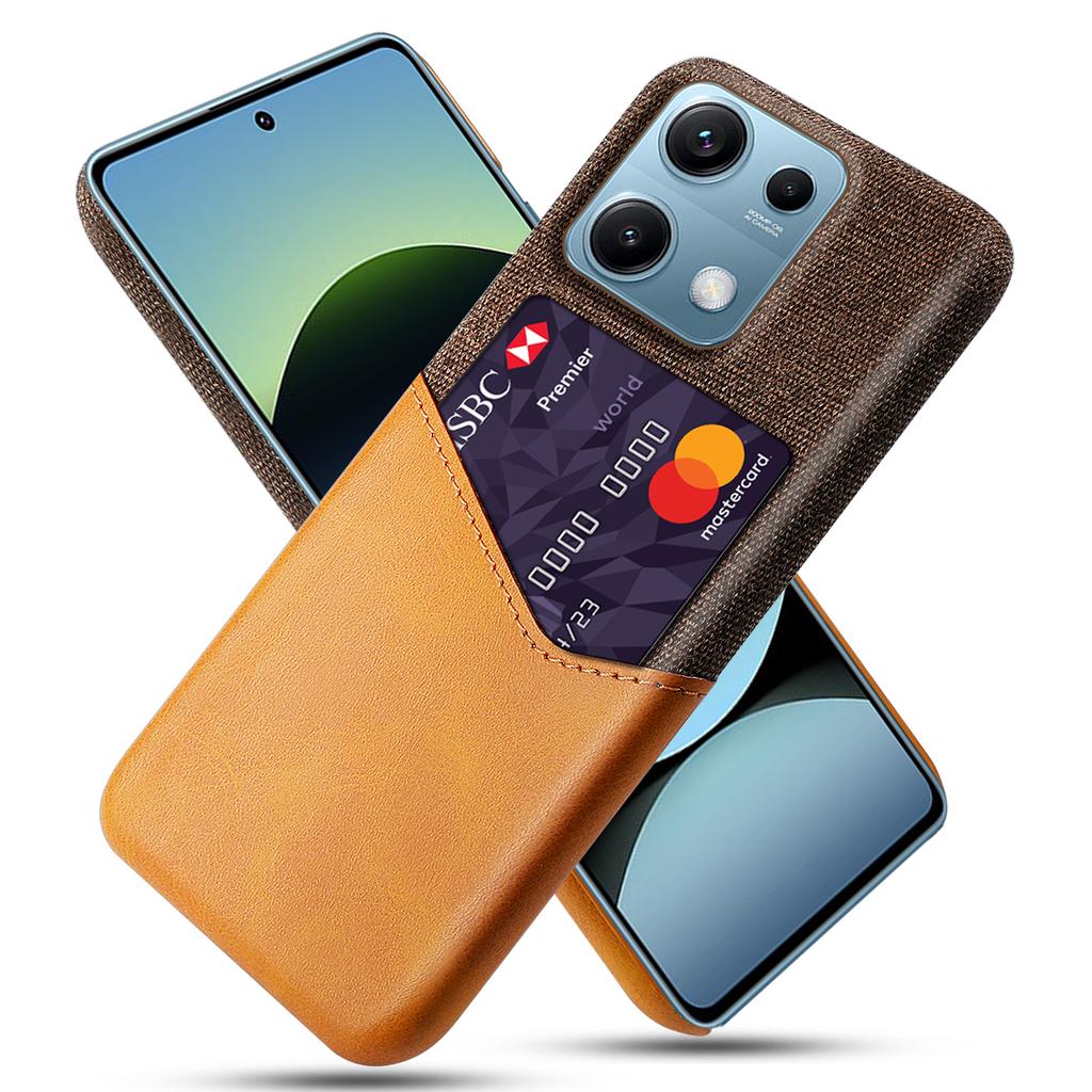 For Xiaomi Redmi Note 14S 4G Case PU Leather Cloth Texture Hard PC Phone Cover with Card Holder