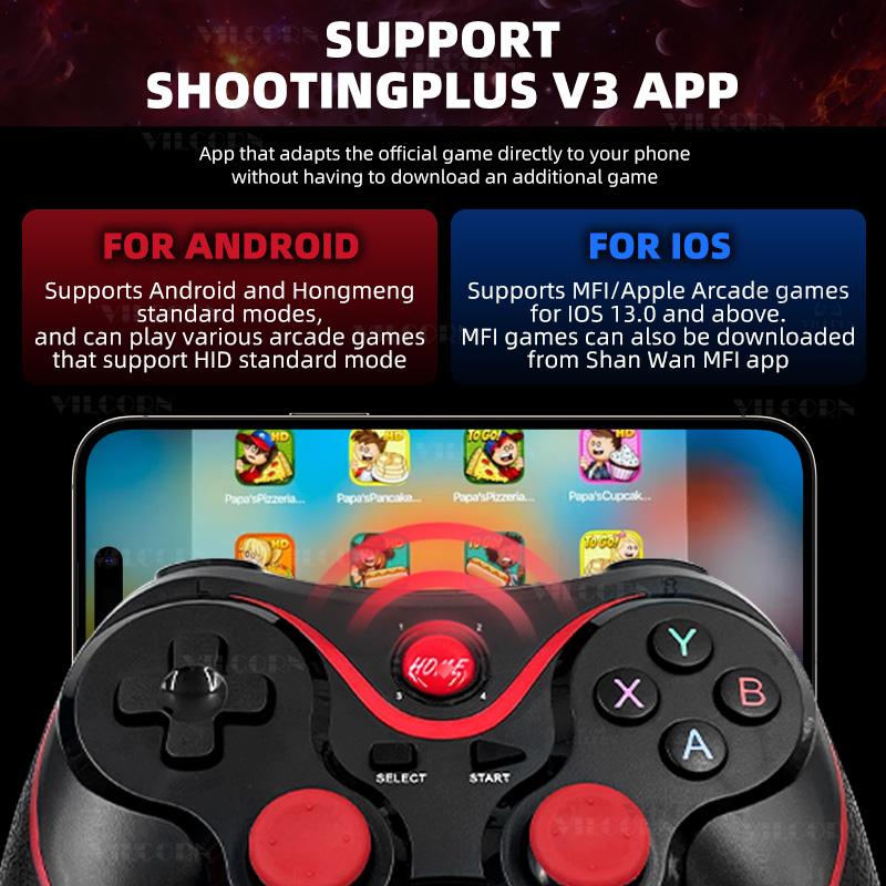 X3 Wireless Mobile Gaming Controller for IOS/Android/Tablet/PC/Switch/PS3/PS4/Steam Gamepad BT3.0 Joystick With Box Holder