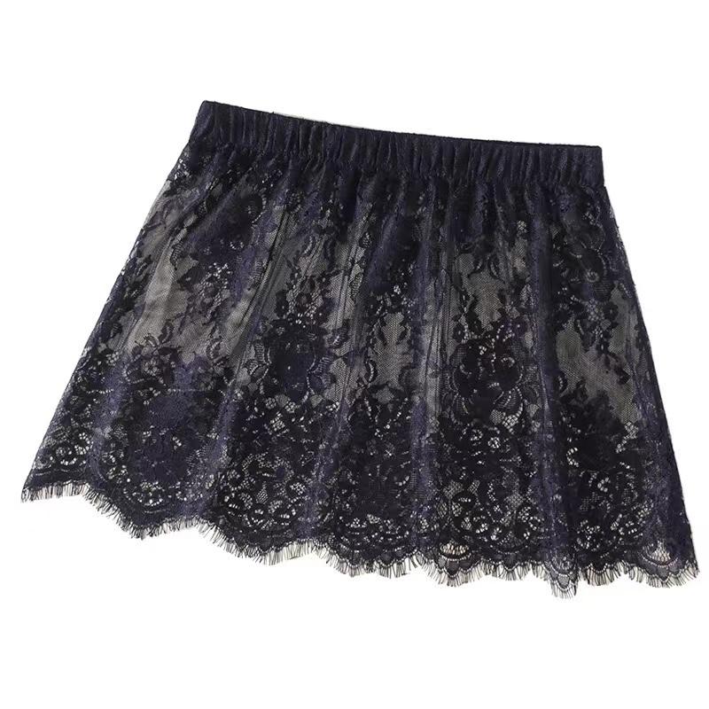 Underskirt Mini Skirt False Skirt Tail Blouse Hem Shirt Extender Women Short Petticoat  Korean Fashion Black White Lace Skirt