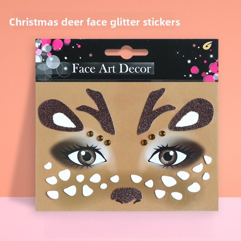Halloween Christmas Diamond Animal Face Stickers Festival Party Stage Makeup Role Play Sparkling Diamond Mask Stickers