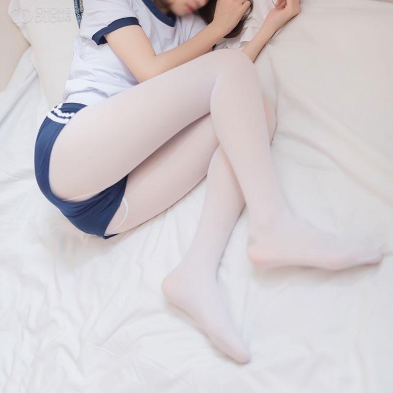 White knee socks thin velvet Japanese jk tall black silk pure thigh sexy white stockings Sy