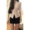 Elegant V-Neck White Slimming Long Sleeve Shirt for Women - Perfect Summer Professional Work Suit