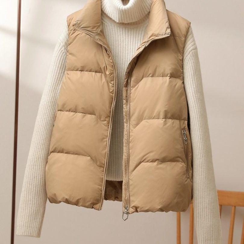 Women's High Waist Down Cotton Vest - 2025 Korean Style Autumn/Winter Loose Fashion Waistcoat