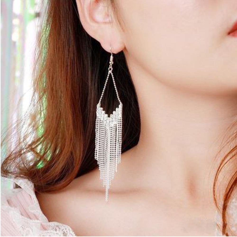 Rhinestone Tassel Earrings Tassel Engagement Earrings Hot Sale Jewelry  Fashion