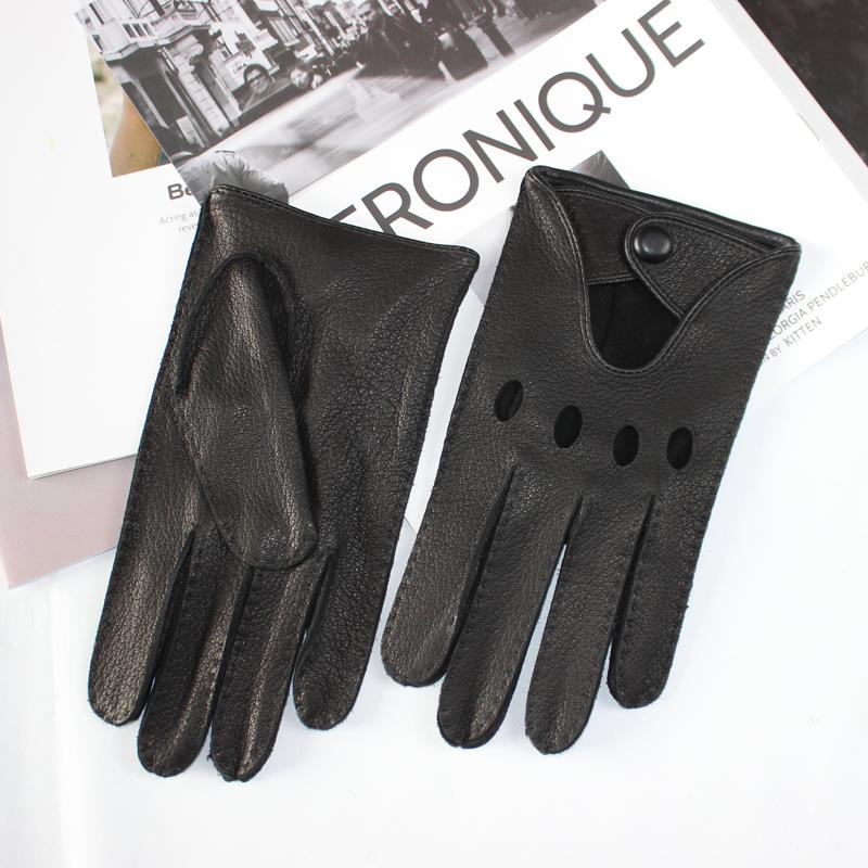 New Men's Deerskin Driving Gloves Thin Single Leather Unlined Leather Fashion Classic Black Driver Gloves