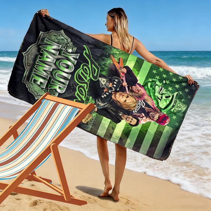 Name Custom Poison Print Beach Towel, Large Soft Quick Dry Towel for Beach Camping Swimming