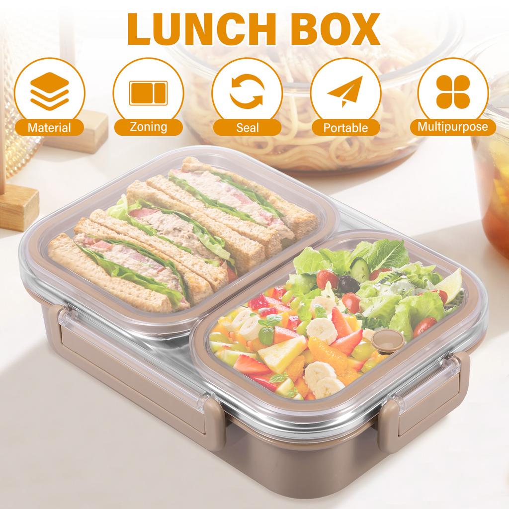 Lunch Box Stainless Steel Bento Box Food Storage Container Student Leakproof Sealed Meal Box for Office Work and School Camping