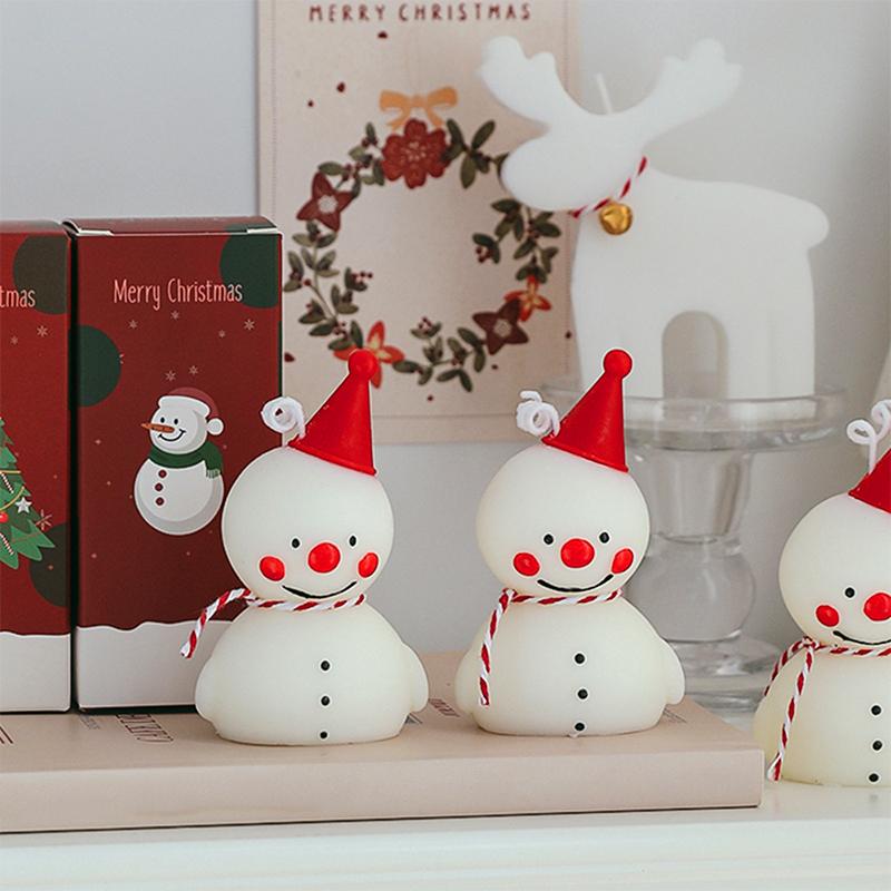 1PC Scented Candles Creative Cartoon Ornaments Photo Props Snowman Cute White Vintage Decorative Table Decoration Gifts