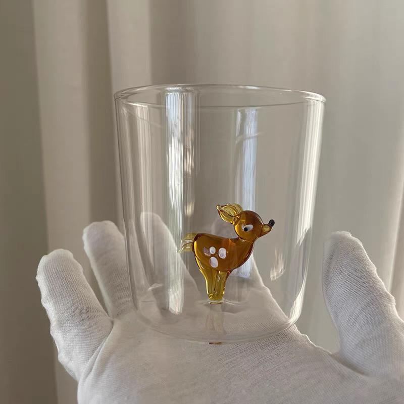 Christmas Tree Glass Wishing 3D Cartoon Animal Shape Cup Borosilicate Glass Single Layer Cup Living Room Guests Juice Cold Drink
