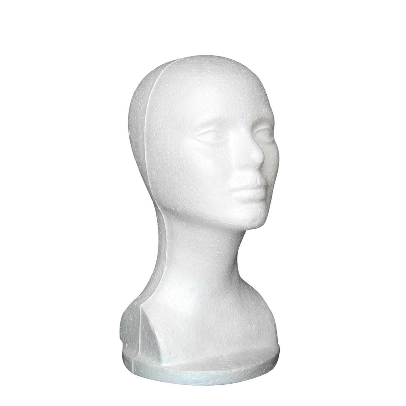 

Female Styrofoam Hat Glasses Hair Wig Mannequin Stand Display Head Model Chest One Size белый