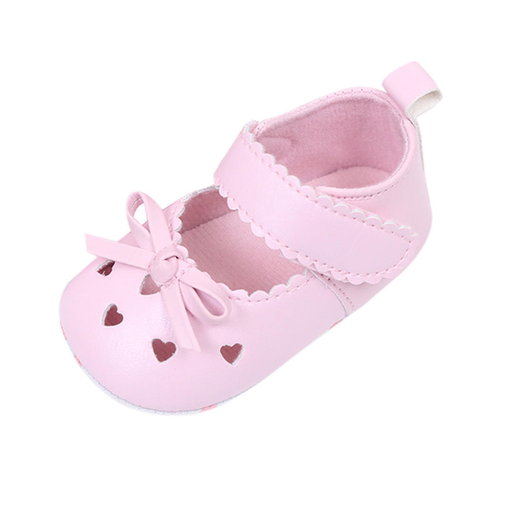 Newborn Infant Baby Girls Crib Shoes Soft Sole Anti-slip  Bowknot Shoes