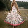 Women's Sleeveless V Neck Maxi Dress Summer Long Dress Casual Loose Fit Floral Print Bohemian Style Slip Dress
