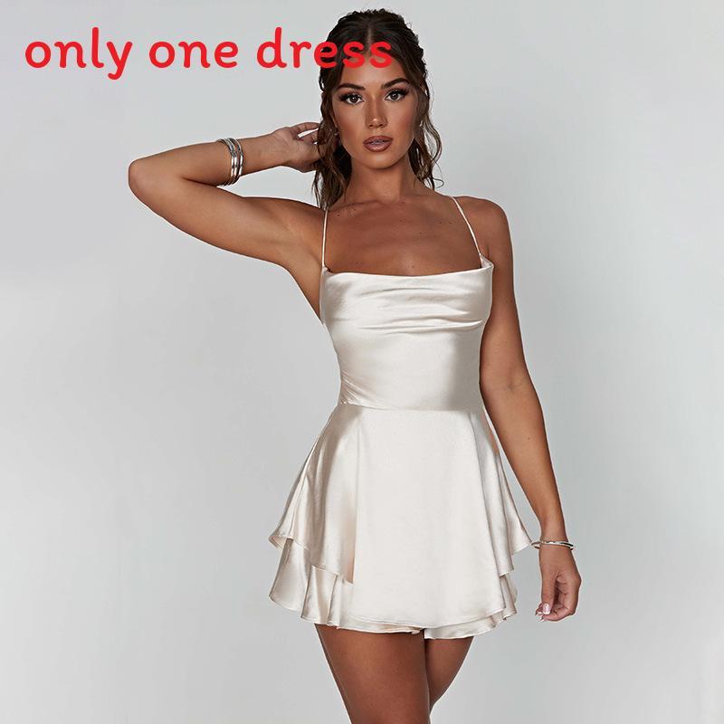 Summer Sexy Slip Dress With Spliced Polyester And Spandex For Night Out