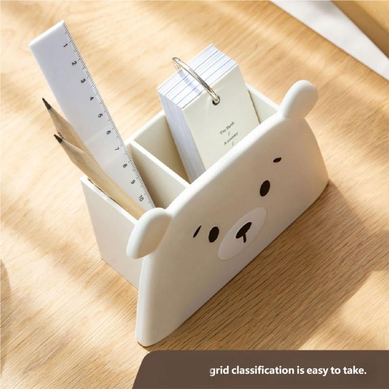 Adorable Plastic Bear Design Pencil Cup With Spacious Interior For Office School Use