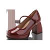 Inner height increase Small Mary Jane shoes Women's new small leather shoes Women's thick heel high heel single shoes