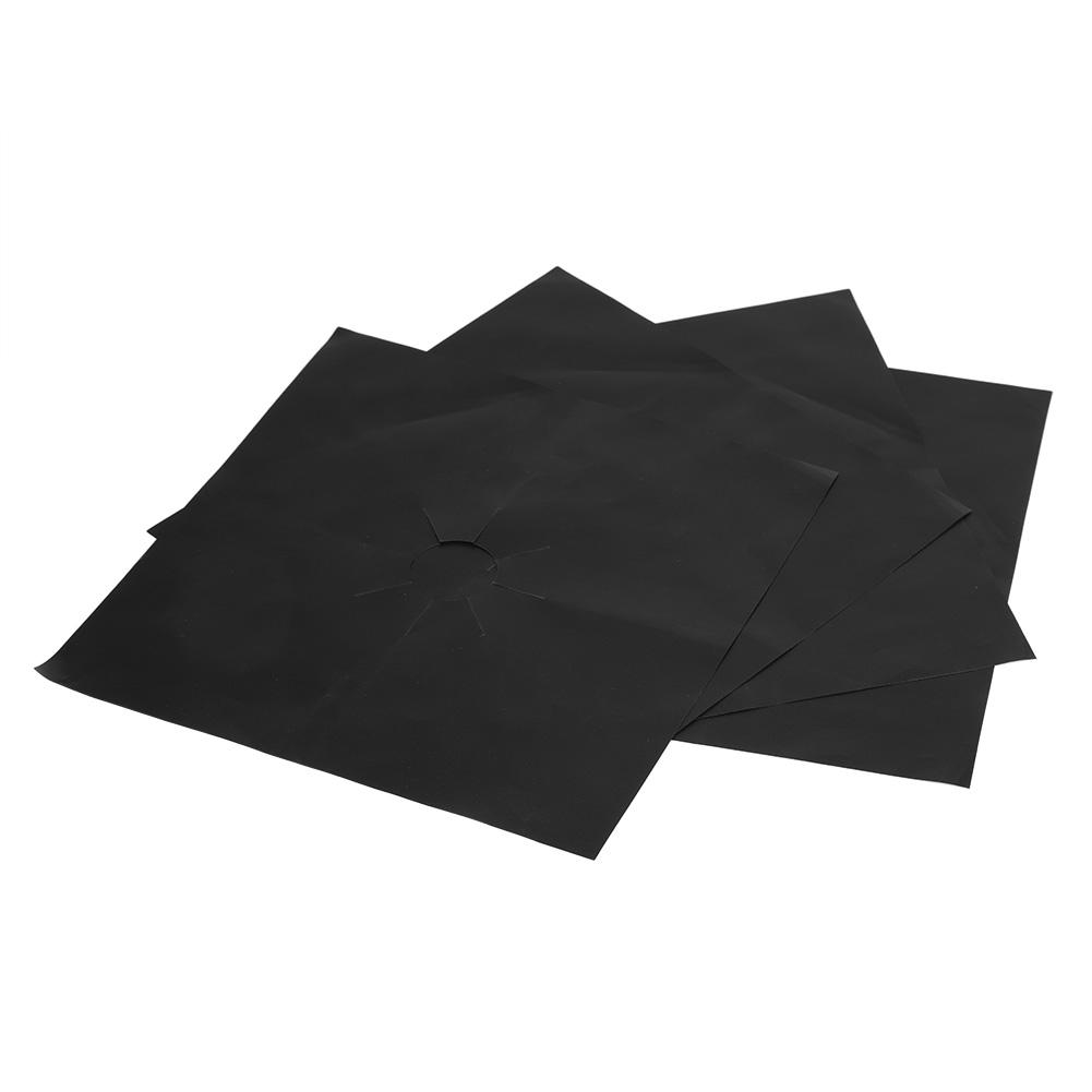 4Pcs Gas Range Stove Covers Protector NOn Stick Oil Mat Kitchen Tool(Black)