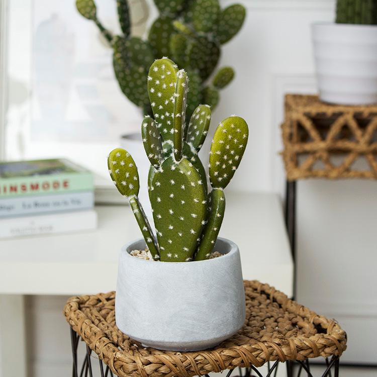 Retro Cement Cactus Bonsai - Small Faux Potted Plant for Office Decoration