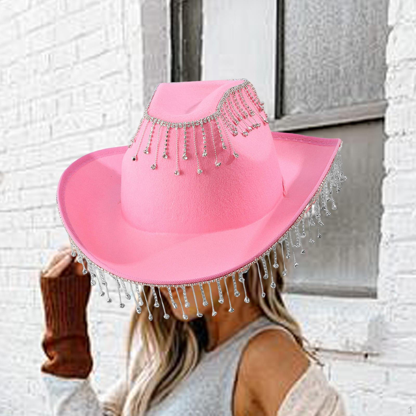 

Glamorous Rhinestone Cowgirl Hat for Women рожевий
