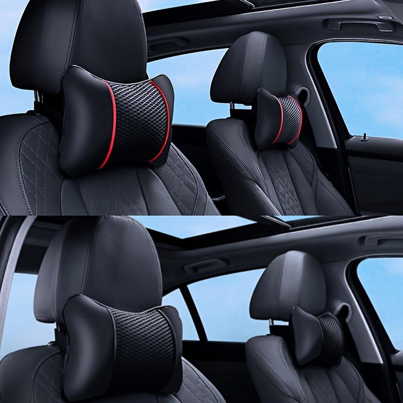 Car Neck Pillow, PU Leather & Mesh Breathable Headrest, Soft Memory Foam Cervical Support Cushion, Auto Interior Accessories
