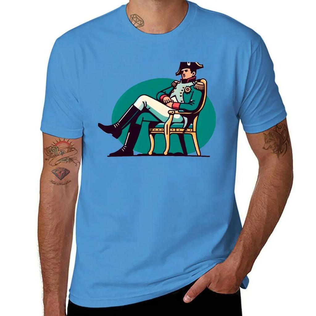 Napoleon Siting On Chair Drawing TShirt Cotton Graphic Tees New Edition Summer Top Anime Figures Mens Tshirts