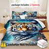 Retro Leśny Tygrys 3D Nadruk Poszewka na Kołdrę Poszewka na Poduszkę Niebiesko-Złoty Kwiatowy Komplet Pościeli Dla Dzieci Młodzieży Dorosłych Poszewka na Kołdrę z Dzikiej Przyrody