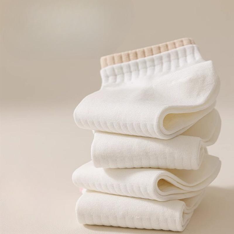 White Socks, Double Flared Women's Spring and Summer Mid-calf Socks, Short Socks, Cotton Socks, Breathable Letter, Trendy Long Socks, Sports