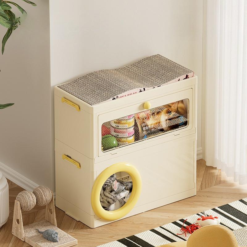 Multifunctional Cat Kennel Pet Supplies Integrated Storage Box Cat Villa Scratcher Double-layer Cat House Bed Kitten Accessories