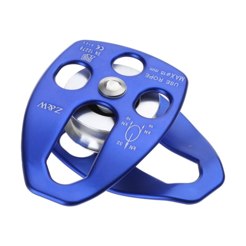Stainless Flexible Active Pulley Sideplate Single Sheave Pulley 360degree Wwivel for Rock Climbing Hauling Gear 28KN
