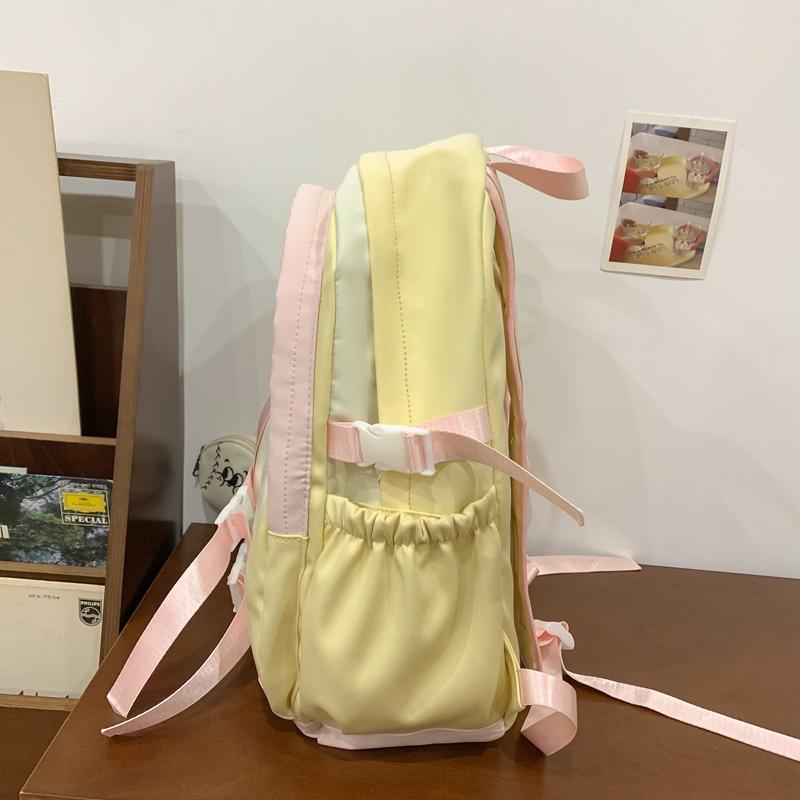 Студенческий школьный женский рюкзак с контрастным цветом и пятиконечной звездой — фото 14