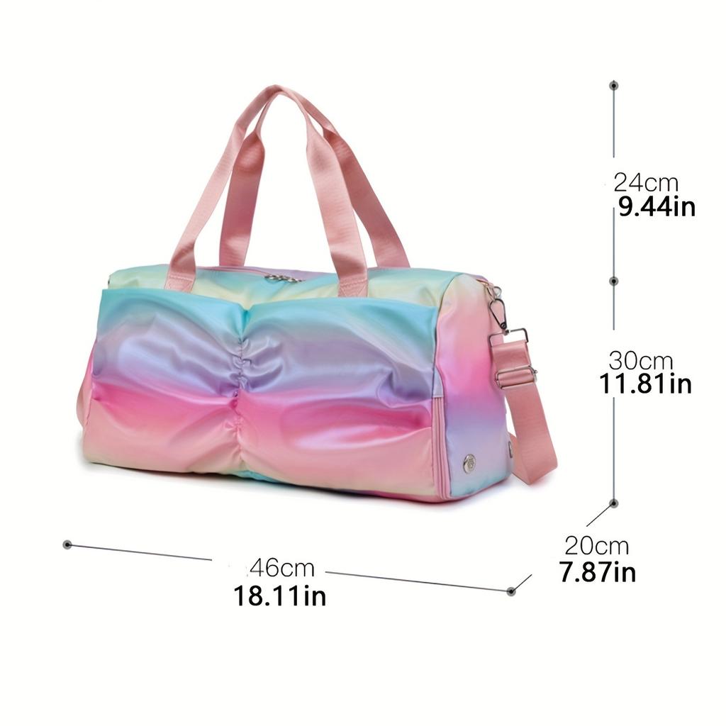 Fashion Gradient Color Sports Fitness Bag, Women's Wet And Dry Separation Training Yoga Bag, Outdoor Travel Storage Bag