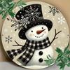 Snowman Christmas Sign. 7.8" Round Aluminum, Waterproof Decor for Home, Office or Coffee Shop.
