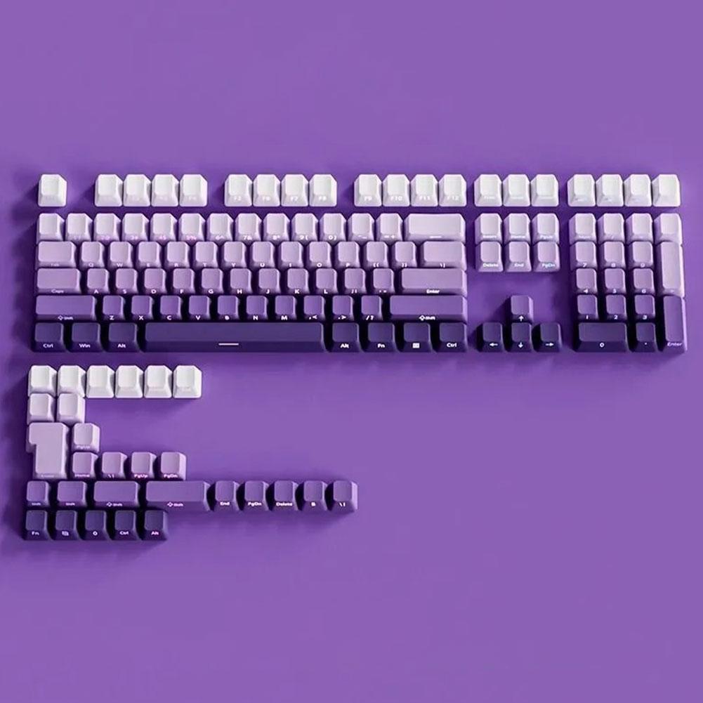 130+ Keys Gradient Keycaps Side Printed Shine Through PBT Double Shot OEM Profile for MX Switches Gaming Keyboard Caps