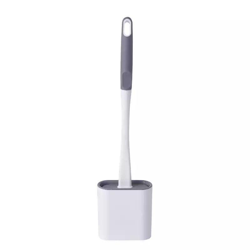 Compact Silicone Flex Toilet Brush And Holder With Ergonomic Design For Small Spaces