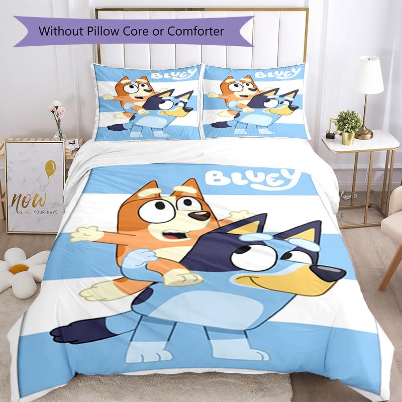 3pcs Bluey Bedding Set Duvet Cover Closure Includes 1 Duvet Cover & 2 Pillowcases, Soft and Comfortable for All Seasons.