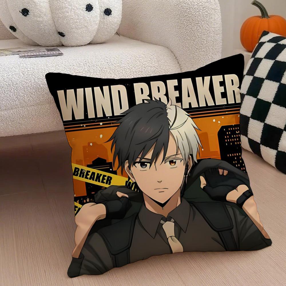 Sports Japanese Anime W-Wind Breaker Cushion Cover Throw Pillow Cover Hidden Button Durable Polyester Chair Cushion