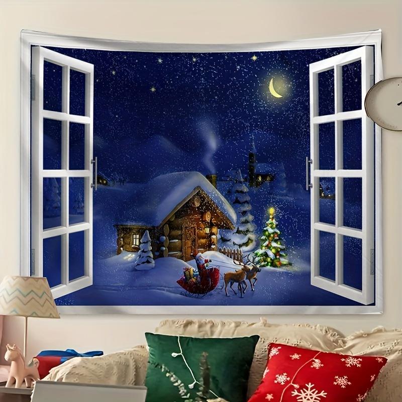 Christmas House Elk Snow  Wall Hanging Tapestry Christmas Wall Hanging Tree Wall Hanging Gorgeous Christmas Tree Fireplace Gifts