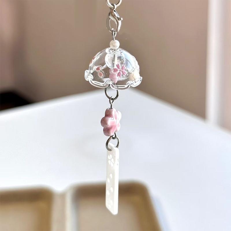 Transparent Keychain Cute Wind Chime Pendant Keyring Mobile Phone Lanyard Kawaii Bag Decorative Accessories Home Decorations