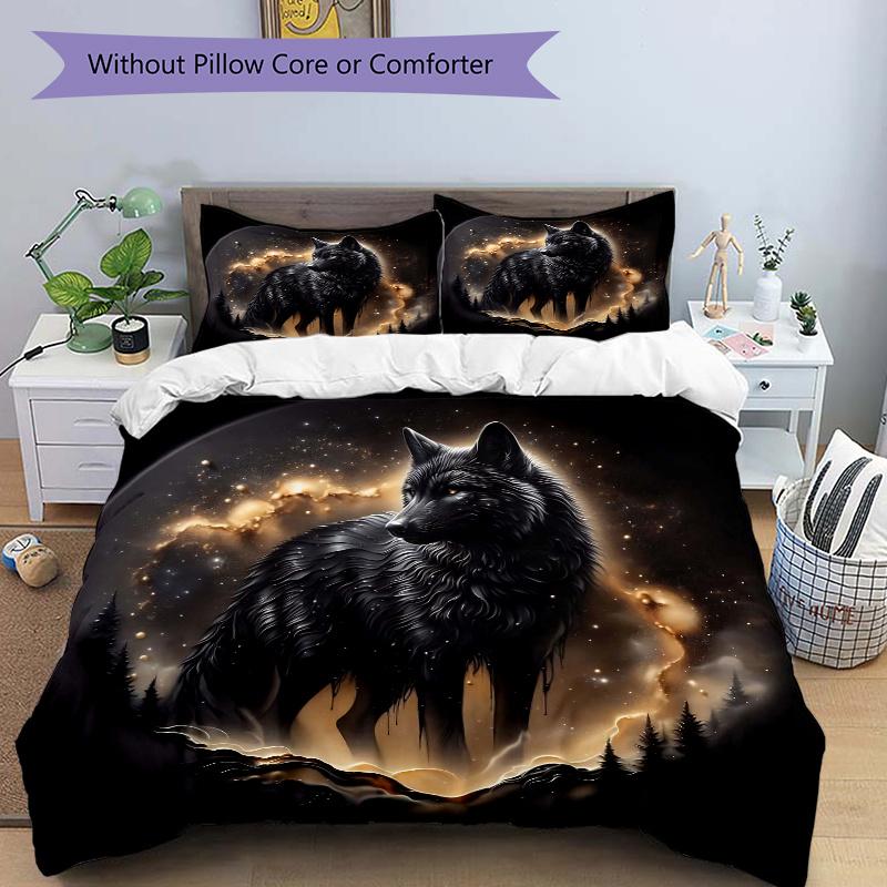 

3pcs A Celestial Wolf Quilt Set Cartoon Themed Bed Quilt Set Lovely Character Bedroom Decor Bed Quilt Set Four Seasons (1 Cover + 2Pillowcase NO 135x200cm