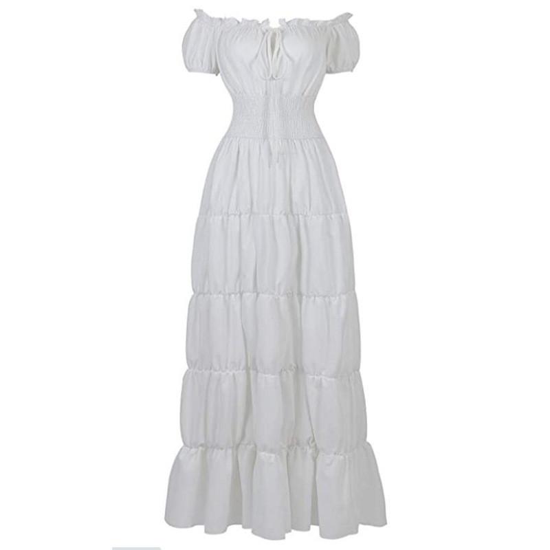 

Длинное средневековое женское платье Хэллоуин вечеринка ирландский ретро косплей одежда ролевая игра White,M