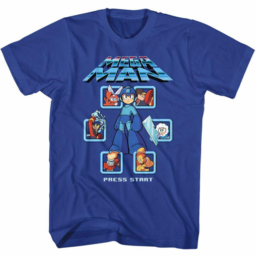 Mega Man Select Screen Remix Royal Adult T-Shirt Mens Womens Tees Top S