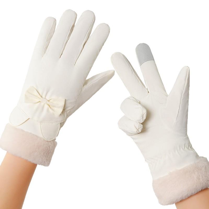Ski Gloves Women's Autumn and Winter Warm Touch Screen Piled Thickened Windproof, Cold and Water-proof Outdoor Riding Gloves
