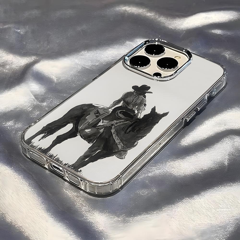 Cool Girl Riding A Horse Phone Case For IPhone 17 Pro Max 16 15 14 Pro Max IPhone 13 Pro Max 11 Plus Transparent Cover